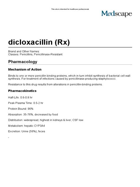 cloxacillin dialox|Dicloxacillin dosing, indications, interactions, adverse effects, and .